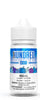 BLUES BY HUNDRED 100ml e-liquid bottle with blue raspberry flavor, featuring a warning about nicotine addiction.