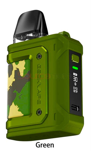 GeekVape Aegis Hero Q Kit in green, showcasing rubberized armor and essential display features.