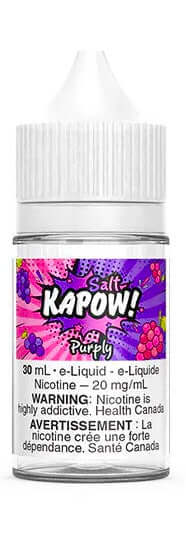 ONTARIO ONTARIO ONLY ONTARIO CAN ORDER THIS PRODUCT Crafted using only the highest quality ingredients, PURPLY BY KAPOW is a premium vaping experience that you won't find anywhere else. The fluffy puffy goodness of PURPLY BY KAPOW is perfectly infused wit