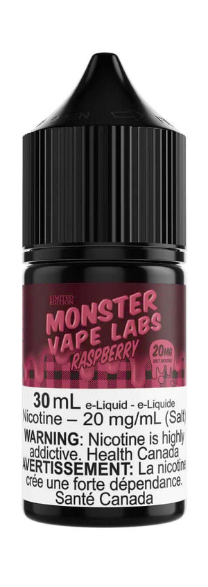 ONTARIO Monster Vape Labs - Raspberry - 30mL Salt Nic Only for ONTARIO Monster Vape Labs - Raspberry - 30mL Salt Nic Indulge in the vibrant Raspberry flavor by Monster Vape Labs, featuring the essence of freshly picked raspberries fused with toasted goodn