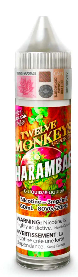 Product Title: Ontario Twelve Monkeys: HarambaeProduct URL: https://www.easyvape.ca/products/patchy-drips-60ml-freebase-ontario-copy-1Description:Harambae is a delicious e-liquid from Ontario Twelve Monkeys that will awaken your taste buds with its tangy