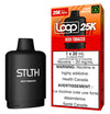 STLTH Loop 25K Pod featuring rich tobacco flavor, 20 mg/mL nicotine, designed for STLTH devices, includes e-liquid indicator.