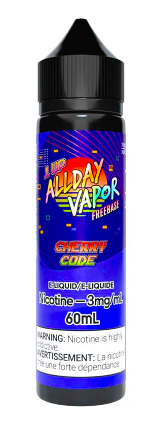 Allday Vapor - Cherry Code (60mL) duty paid -   Easyvape.ca Brockville Vape Shop. Our Store Hours: Mon - Sat 9:30am - 4:30pm Call: 613-865-8959