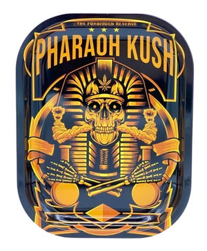 Pharaoh Kush Metal Rolling Tray - Small -   Easyvape.ca Brockville Vape Shop. Our Store Hours: Mon - Sat 9:30am - 4:30pm Call: 613-865-8959